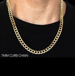 18k Italian Gold Filled 7mm 24 Inch Curb Cuban Chain